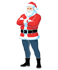 Modern Santa Claus Cartoon Cross Arms Art