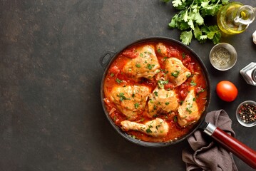 Georgian chicken stew with tomatoes and herbs