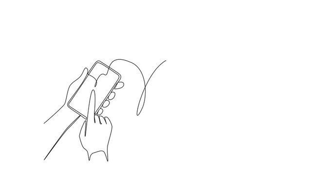 Animated self drawing of continuous line drawing winged envelope emerges from the screen of smartphone. Technology in hand. Send an Electronic Greeting Card Day. Full length single line animation