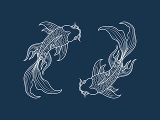 koi tattoo japanese cartoon element asia drawing thailand fish illustration chinese background gold