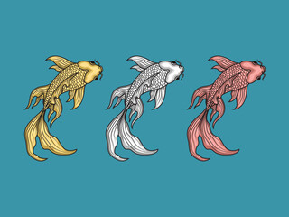 koi tattoo japanese cartoon element asia drawing thailand fish illustration chinese background gold