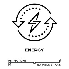 Vector line icon related to energy. Perfect Line. Editable Stroke.