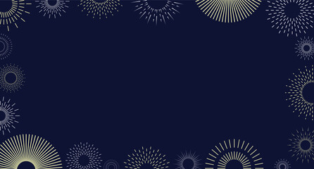 Firework border background, gold and silver fireworks frame, firework banner, New Year 2026 greeting with firework bursts, festive mood.