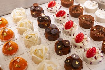 Appetizing iced cakes and pastries