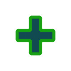 Green and blue plus sign isolated on transparent background