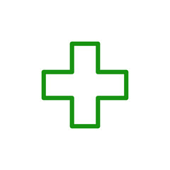 Green plus symbol isolated on transparent background