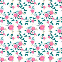 Pink Floral Sprig Seamless Pattern