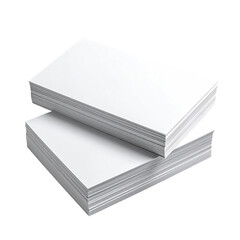 Two stacks of white paper, slightly angled, isolated on black. Shows clean edges and texture