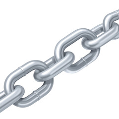 Close-up shot of a shiny, metallic chain against a stark black background