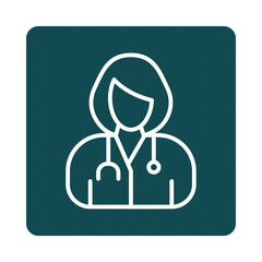 White outline of a doctor with a stethoscope isolated on transparent background