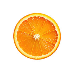 Overhead view of a vibrant orange slice on a black background, showcasing juicy segments