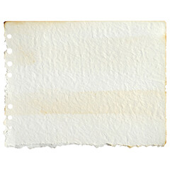 A torn, aged piece of paper with holes on the left, showcasing a textured surface