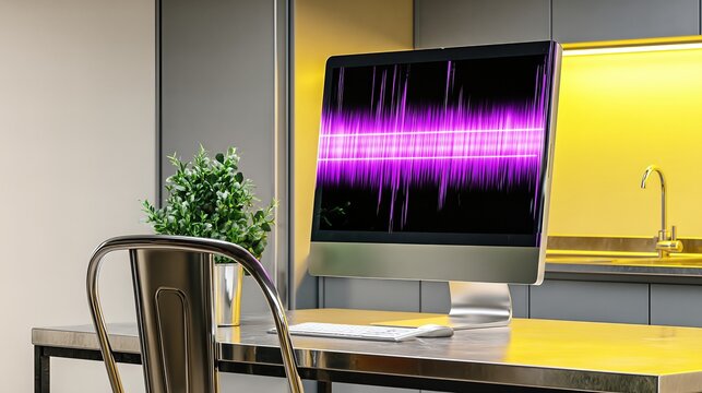 Digital Error Message Displayed on a Sleek Monitor in a Modern Workspace at Home - Powered by Adobe