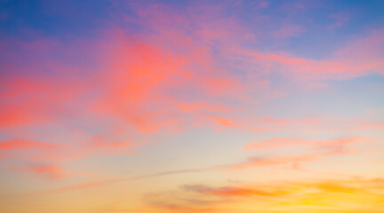 Clouds and sky backdrop at sunrise and sunset,Colorful sky with clouds at sunset or sunrise in a blurred background.