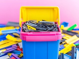 selective focus throwing away unnecessary items