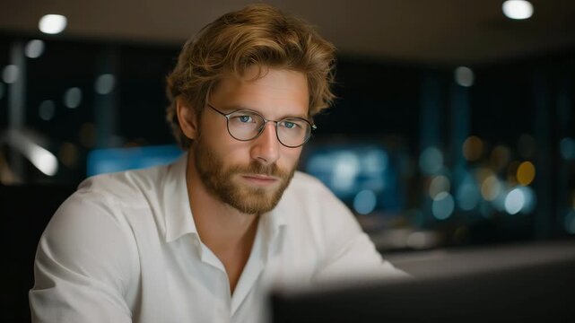 Hacker-turned-analyst securing enterprise data infrastructure in neon-lit SOC room, emotion of focus visible, symbolizing ethical cybersecurity operations, data protection, and advanced AI