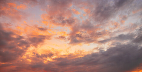 Clouds and sky backdrop at sunrise and sunset,Colorful sky with clouds at sunset or sunrise in a blurred background.