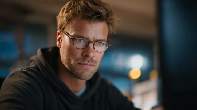 Researcher conducting ethical hack simulation in secure digital operations lab, emotion of concentration visible, representing penetration testing, digital ethics, and proactive cyber risk