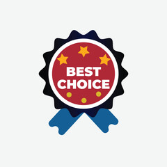 Best choice award ribbon badge with stars and blue ribbons