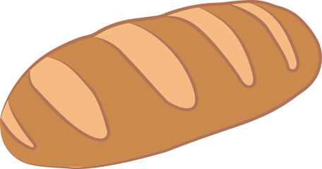 Fresh Loaf of Bread Vector Illustration,Perfect for bakery logos, food packaging design, cafe menus, culinary blogs, or educational materials about baking and food.