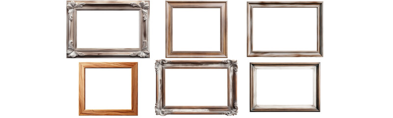wooden picture frames vector, isolated on white background.