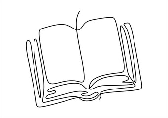 Continuous Line Drawing of an Open Book. continuous line drawing. Editable stroke. 