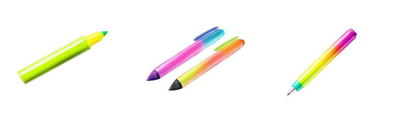 colorful markers isolated on white background.