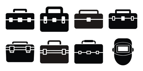 toolbox construction silhouette vector icon element set