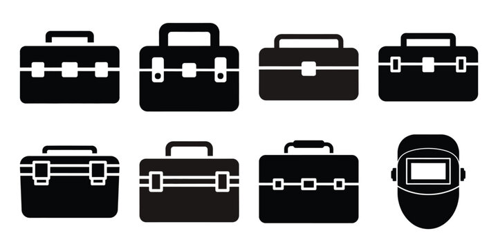 toolbox construction silhouette vector icon element set