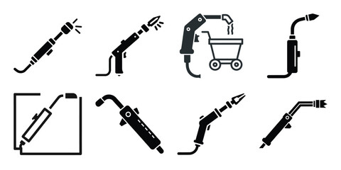 welding torch construction silhouette vector icon element set