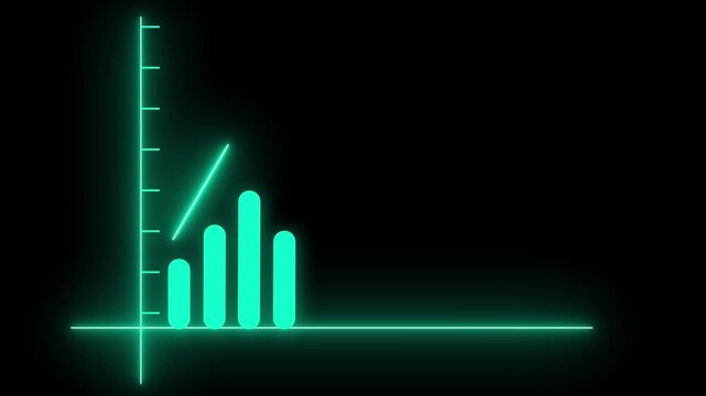 Abstract digital chart design showing teal neon axes with tick marks on sleek black interface. Teal Neon Graph Axes With Tick Marks On Black Background abstract axis.
