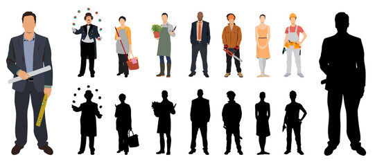 People occupation set and silhoutte.