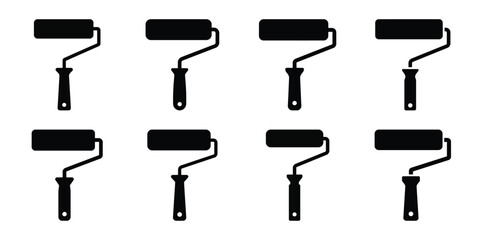 paint roller construction silhouette vector icon element set