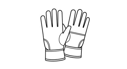 Obraz premium Linear style pair of protective gloves on white background
