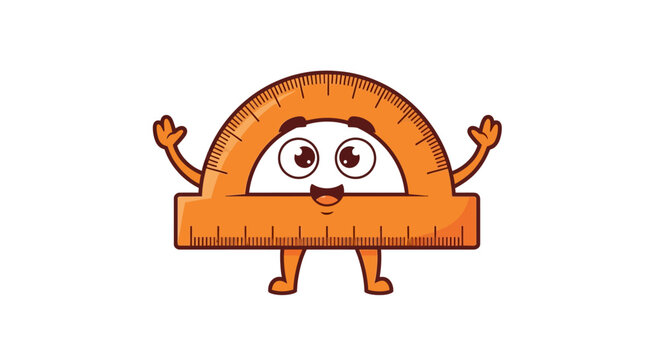 Cute cartoon protractor character with arms and legs