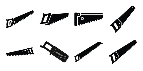 saw construction silhouette vector icon element set