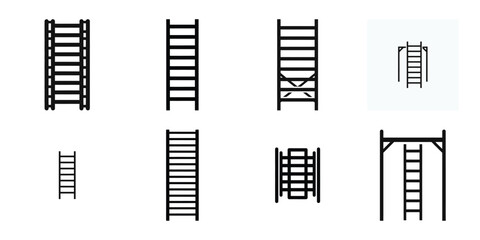scaffold ladder construction silhouette vector icon element set