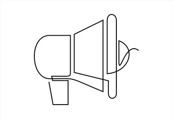 Continuous Line Drawing of a Megaphone. continuous line drawing. Editable stroke. 
