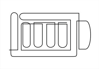 Fully Charged Battery Continuous Line. drawing. Editable stroke. 