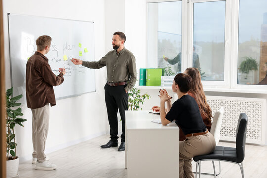 Business process. Colleagues discussing strategy in office - Powered by Adobe