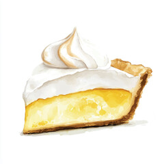 Delicious slice of lemon meringue pie with golden crust and fluffy meringue topping.