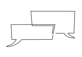 Continuous Line Hand-Drawn Speech Bubble Outline. continuous line drawing. Editable stroke. 