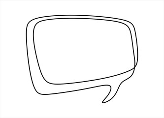 Continuous Line Hand-Drawn Speech Bubble Outline. continuous line drawing. Editable stroke. 