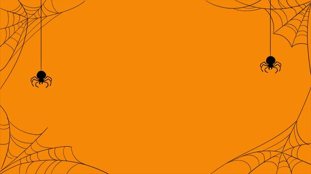 Spooky Spider Web on Orange Background with Chroma Key Green Screen &ndash; Seamless Loop