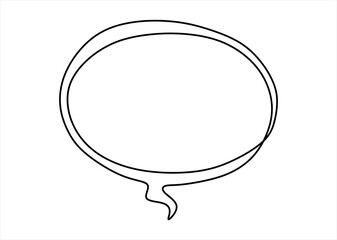 Continuous Line Hand-Drawn Speech Bubble Outline. continuous line drawing. Editable stroke. 