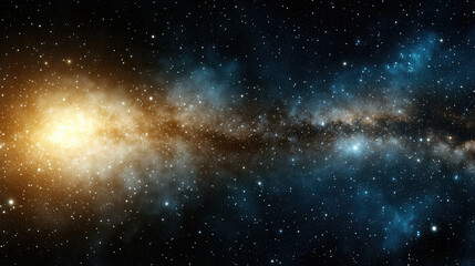 Stunning cosmic scene featuring vibrant galaxy with bright stars and swirling clouds of gas