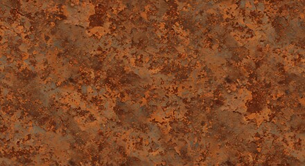 A closeup view of a heavily rusted metal surface with a texture of peeling paint and corrosion