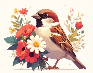 雀　花　イラスト