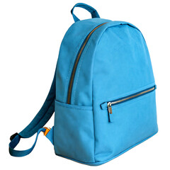 A simple backpack in a bright sky-blue color.