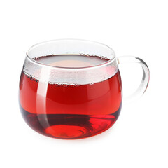 Cup of delicious tea isolated on white